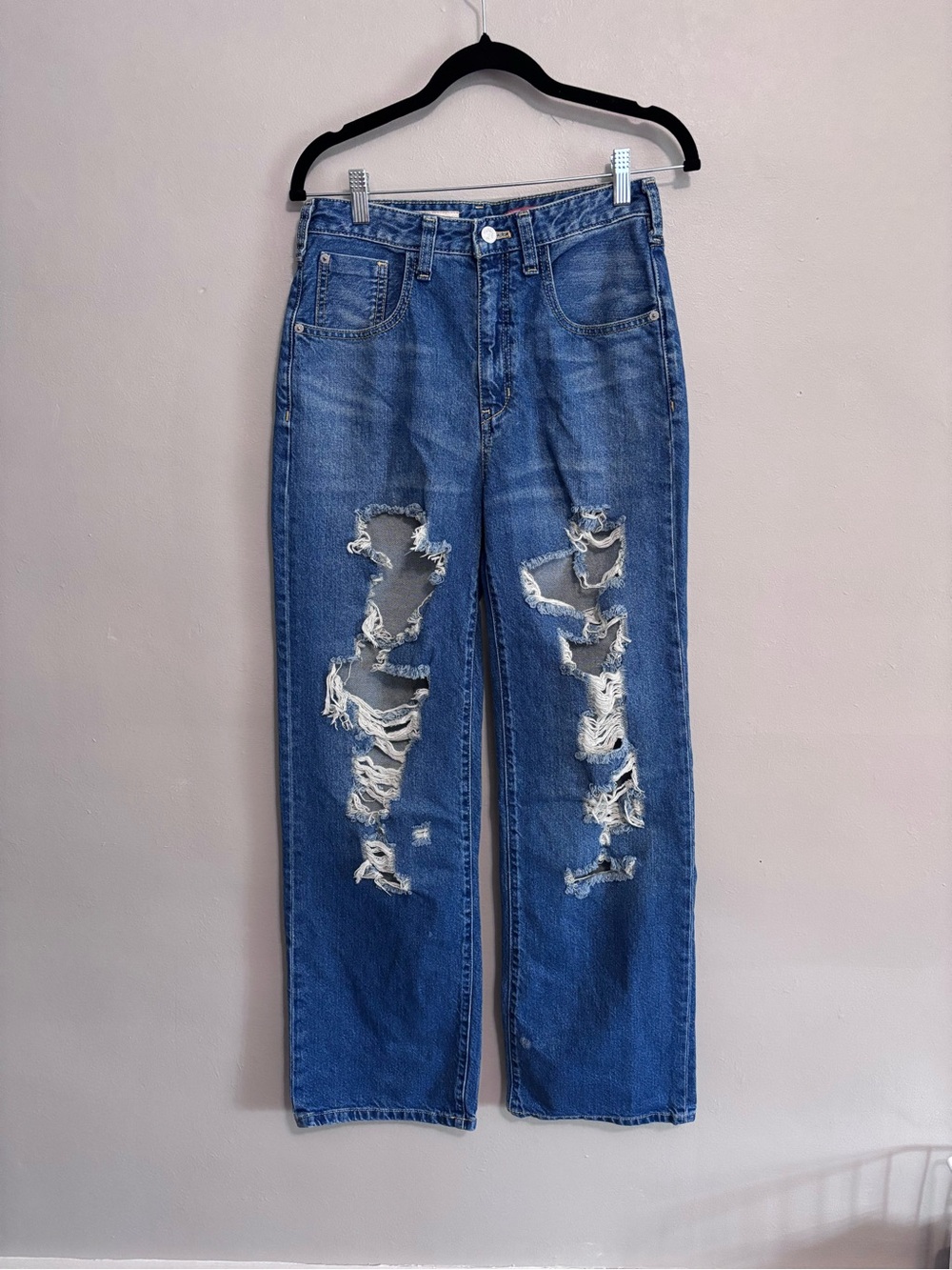 Pilcro Distressed Straight-Leg Jeans